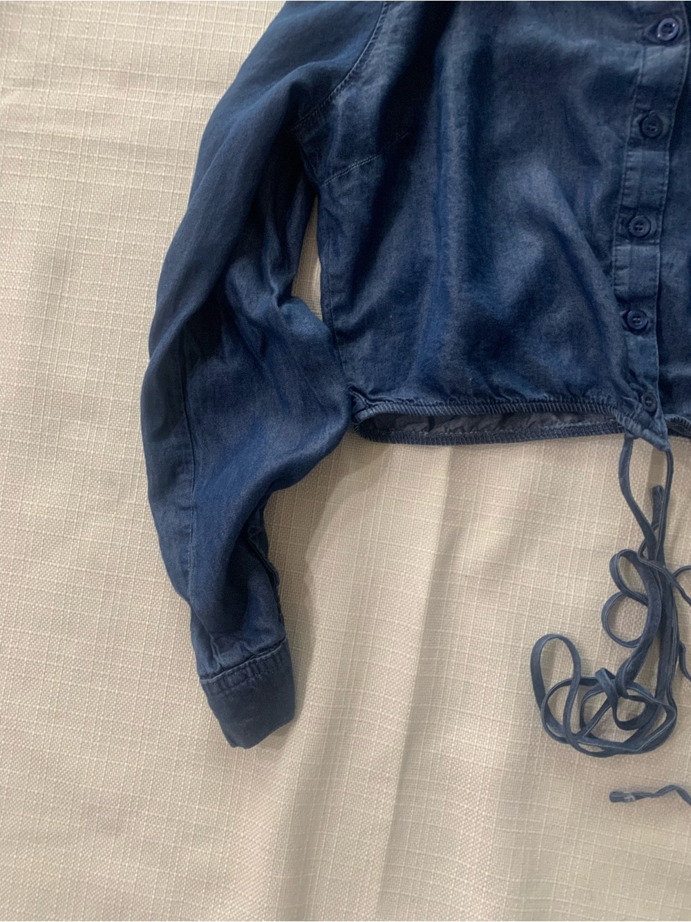 Iris Dark Wash Cropped Denim Button-Down Top - Picture 3 of 9